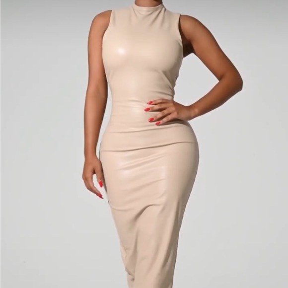 Naked Wardrobe All Faux Love Maxi Dress in Nude - Picture 5 of 8